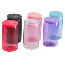 16oz Jelly Plastic Can Drinkware with pp lid and straw