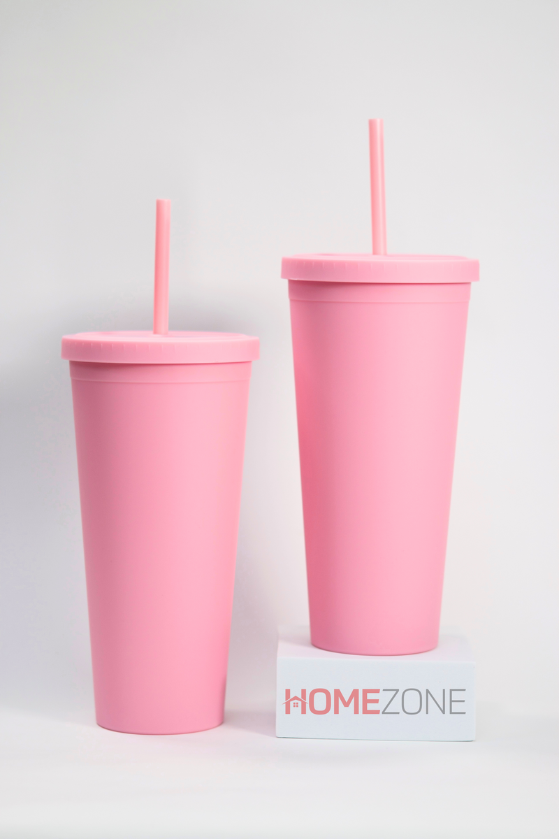 Double Wall Pastel Colored Acrylic tumbler cups 24oz comes with lid and straw