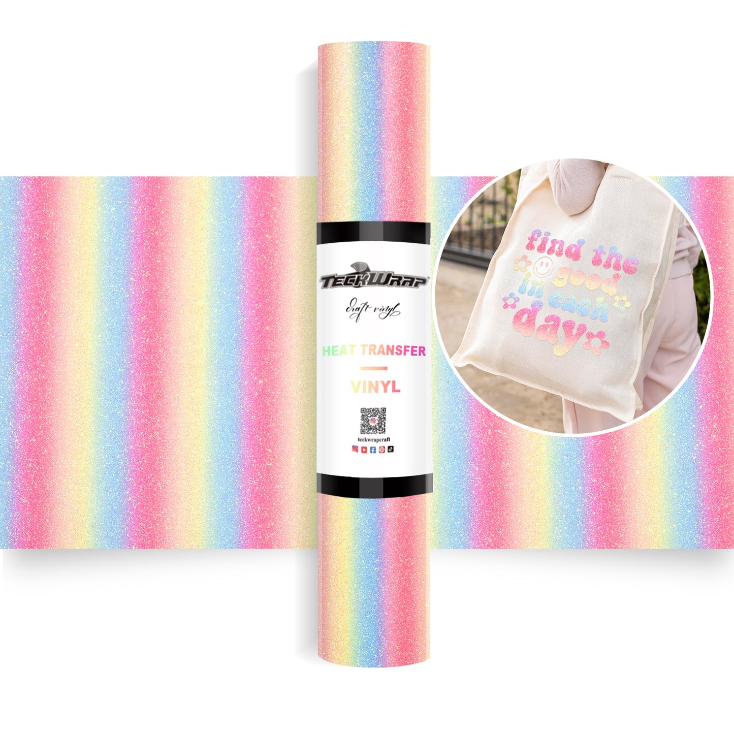 Ombré Glitter Heat Transfer Vinyl 5ft Roll