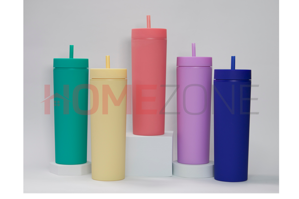 Matte Skinny Tumbler with Straw (450ml / 16oz)