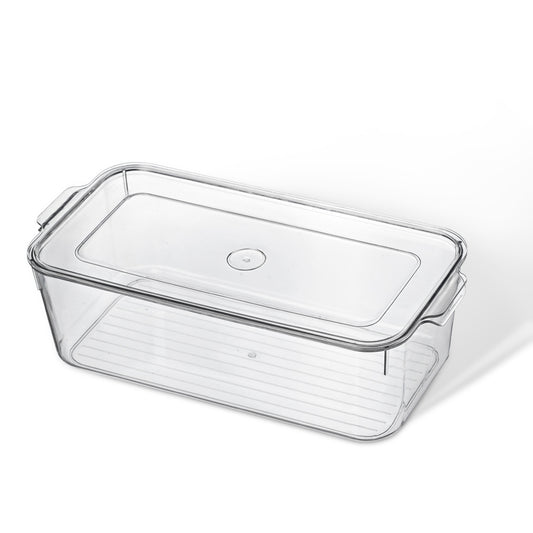 STACKABLE REFRIGERATOR STORAGE CLEAR ACRYLIC BOX WITH LID (32 x 15.5 x 10 cm)