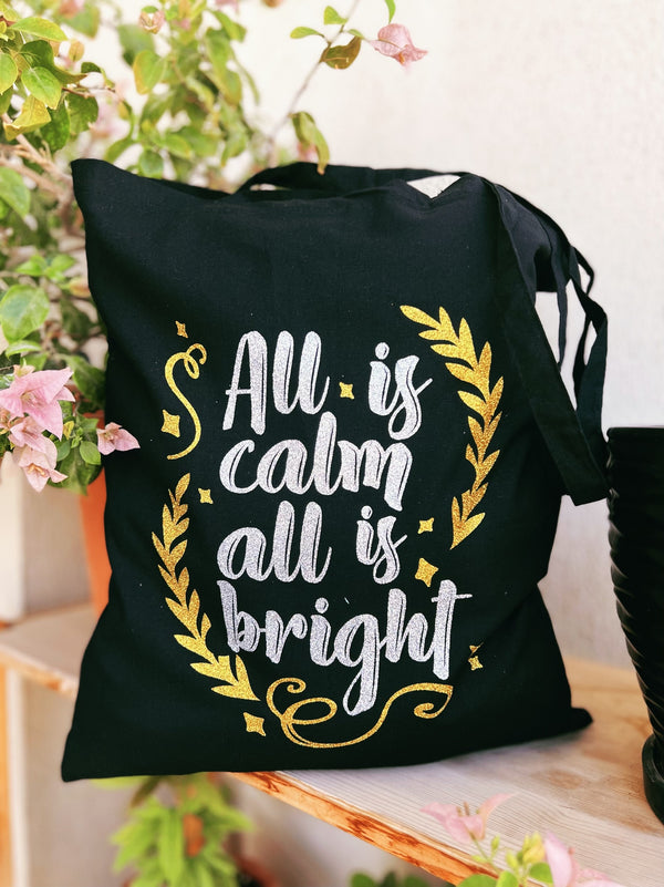 Christmas Tote Bag - All is calm all is bright