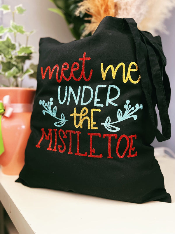 Christmas Tote Bag - Meet me under the mistletoe