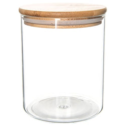 BAMBOO / GLASS JAR PANTRY CONTAINER SET 750ml (D-30cm x H-12.5cm)