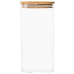 BAMBOO / GLASS JAR PANTRY CONTAINER 750ml (D-27cm x H-17cm)